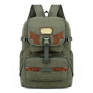 Mochila Masculina Material Textil Grande Universitária Super Resistente Verde