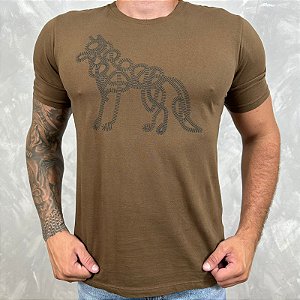 Camiseta Masculina ACT Marrom Logo Raposa