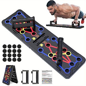 Prancha Push Up Fitness Treinamento Multifuncional Dobrável 20 em 01 Exercício Muscular Unissex Preto