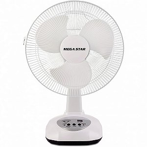 Ventilador MEGASTAR FAN406 14” com 03 Pás Recarregável Bivolt Branco