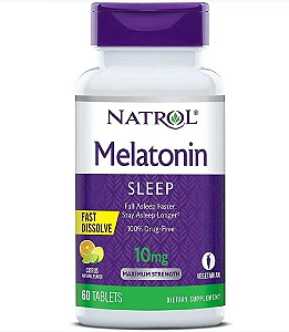 Melatonina 10mg Dissolução Rápida Sabor Citrus com 60 Tabletes NATROL