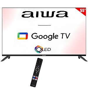 Smart TV QLED 55 Polegadas AIWA 4K Ultra HD Android Google TV Wi-Fi / Bluetooth com Conversor Digital