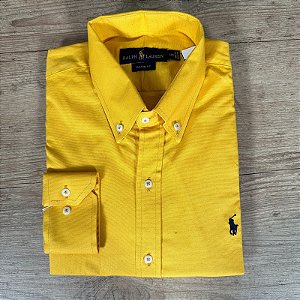 Camisa Masculina PRL Manga Longa Amarelo Logo Preto