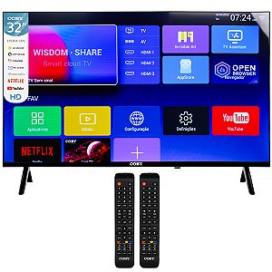 Smart TV LED 32 Polegadas COBY CY3359-32FL HD Android Wi-Fi com Conversor Digital