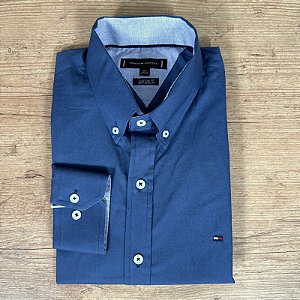 Camisa Masculina TH Manga Longa Azul Escuro