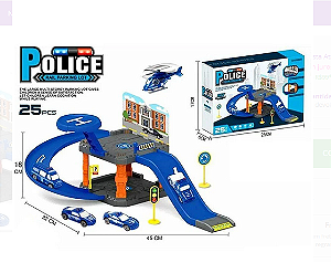 Brinquedo Estacionamento Estação Policial com 25 Peças