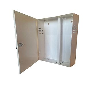 Rack FIBRA METAL para DVR ou CFTV Vazio Vertical com Chave Branco 40x35x11 cm