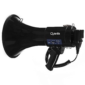Megafone QUANTA QTMER250 250 Watts P.M.P.O com Gravador e Sirene Preto