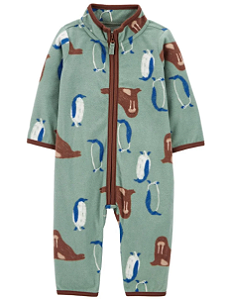 Macacão Bebê Fleece com Zíper Pinguim CARTER'S