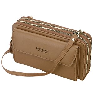 Bolsa Carteira Feminina Grande com Alça Transversal 2 Zíperes Colors