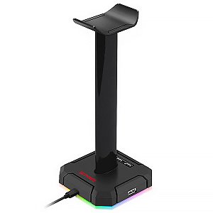 Games - Suporte para Headset REDRAGON Scepter Pro HA300 com 4 USB e iluminação RGB Preto