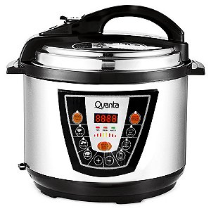 Panela de Pressão Elétrica QUANTA QTPE200 900 Watts 05 Litros 220V ~ 50 / 60Hz Prata com Preta