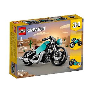 Brinquedo LEGO Motocicleta Vintage de Criador de Brinquedos de Construção 03 em 01 com 128 Peças