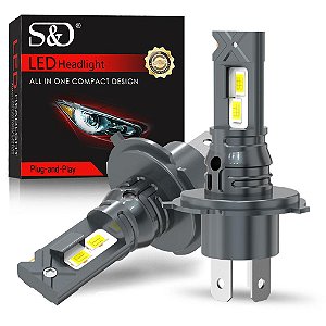 Farol Automotivo PLUG&PLAY com 02 Peças em LED 9003 H4 Alto e Baixo Farol Canbus Fanless 12V Super Brilhante 6000K Branco