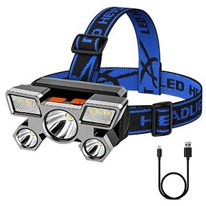 Ferramenta Farol Led Lanterna Recarregável com 5 Fontes de Luz Azul