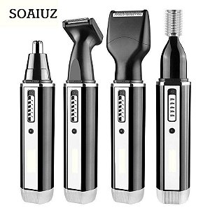Barbeador Elétrico Aparador de Sobrancelhas Costeletas 04 em 01 USB recarregável Profissional