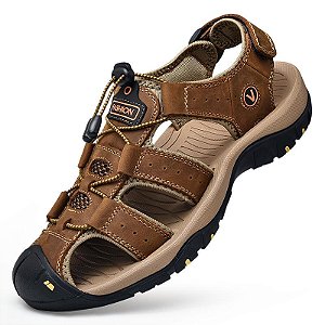 Sandália FASHION Masculina de Couro Genuíno Plus Size