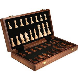 Jogo de Xadrez de Madeira Artesanal BAI FEN BAI TOYS Ano 1926 Dobrável de Alta Qualidade Grande Tradicional Clássico Feito à Mão Peças de Madeira Maciça Tabuleiro de Nogueira