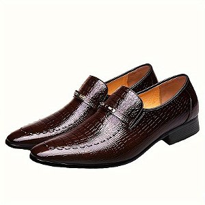 Sapato Masculino HB Material da Sola EVA com Faixa Elástica em Couro Marrom