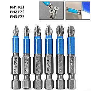 Broca Resistente Chave de fenda Bit Magnética Liga de Aço Azul