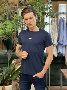 Camiseta Slim Fit Hugo Boss Azul Marinho Basic