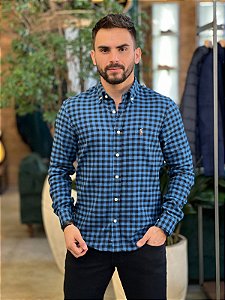 Camisa Custom Flannel Xadrez R.L Preto e Branco - New Man Store