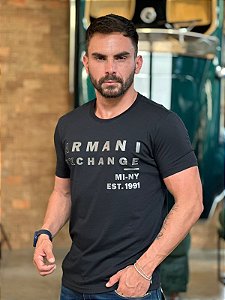 Camiseta Armani Preta Estampada