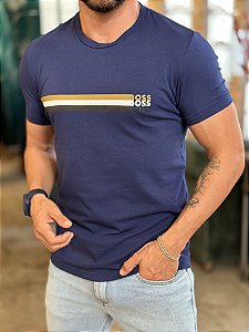 Camiseta Hugo Boss Azul Marinho Estampado
