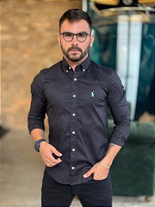 Camisa RL Manga Longa Algodão Preto