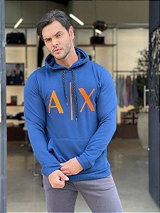 Moletom AX Canguru Hoodie Black Icon Azul Marinho