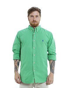 Camisa RL Manga Longa Oxford Verde Bandeira