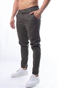 Calça Voga Sarja Slim Fit Verde Musgo