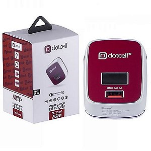 CARREGADOR VIAGEM DOTCELL DC-TC360 VERMELHO