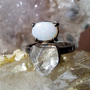 Anel Único Opala e Cristal
