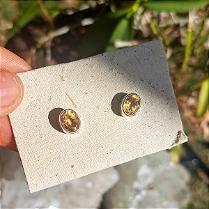 Brinco Citrino Facetada