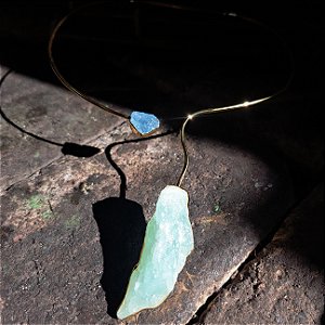 Gargantilha Sinuosa  água marinha
