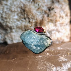 Anel único Àgua -marinha