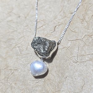 Colar Pirita e Pérola