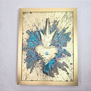 Quadro Arya - Coracão em chama azul