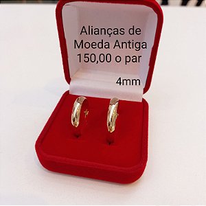 Par de Aliança de Moeda Antiga Tradicional 4mm