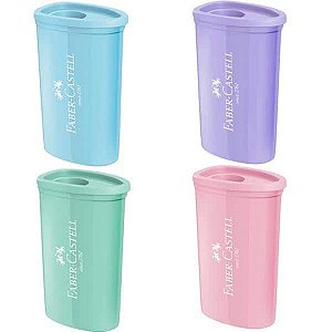 Apontador Faber-Castell com Depósito – Tons Pastel, Compacto e Prático