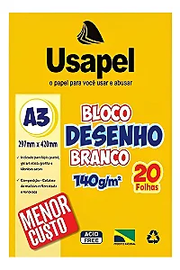 Caderno de Desenho A3 Branco 120g Usapel