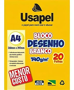 Caderno de Desenho A4 Branco 140g Usapel