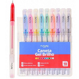 Caneta Esferográfica Gel Futuro 1.0mm – Kit com 10 Cores Vivas
