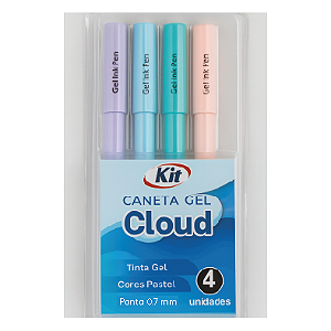 Caneta Gel Cloud 0.7mm - KIT - Com 4 unidades