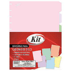 Divisórias Kitdisc Pastel com 6 Unidades Coloridas