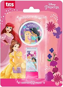 Kit Apontador com Depósito + Borracha Princesas – Cartela C/2 Peças – Material Escolar - TRIS