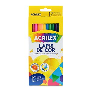 Lápis de Cor Acrilex com 12 Cores – Cores Vivas e Traço Suave