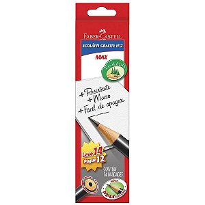 Lápis Grafite Faber-Castell Preto - Caixa com 14 - 1205 Max Nº 2 – Corpo Redondo