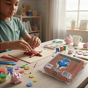 Argila Escolar para Modelar e Artesanato Não Tóxica 1kg